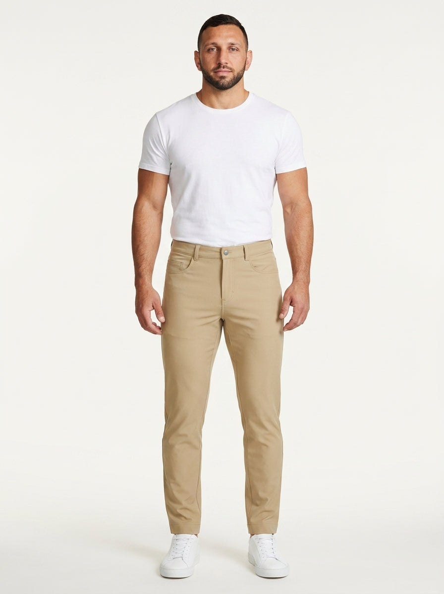 Athletic Fit Stretch Tech Chino - Mid Khaki - 1