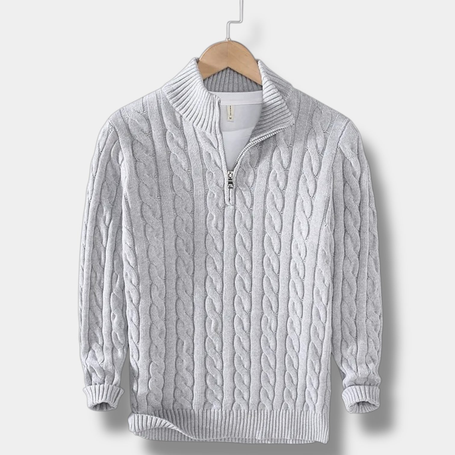 Old Money Jacquard Mock Neck Sweater