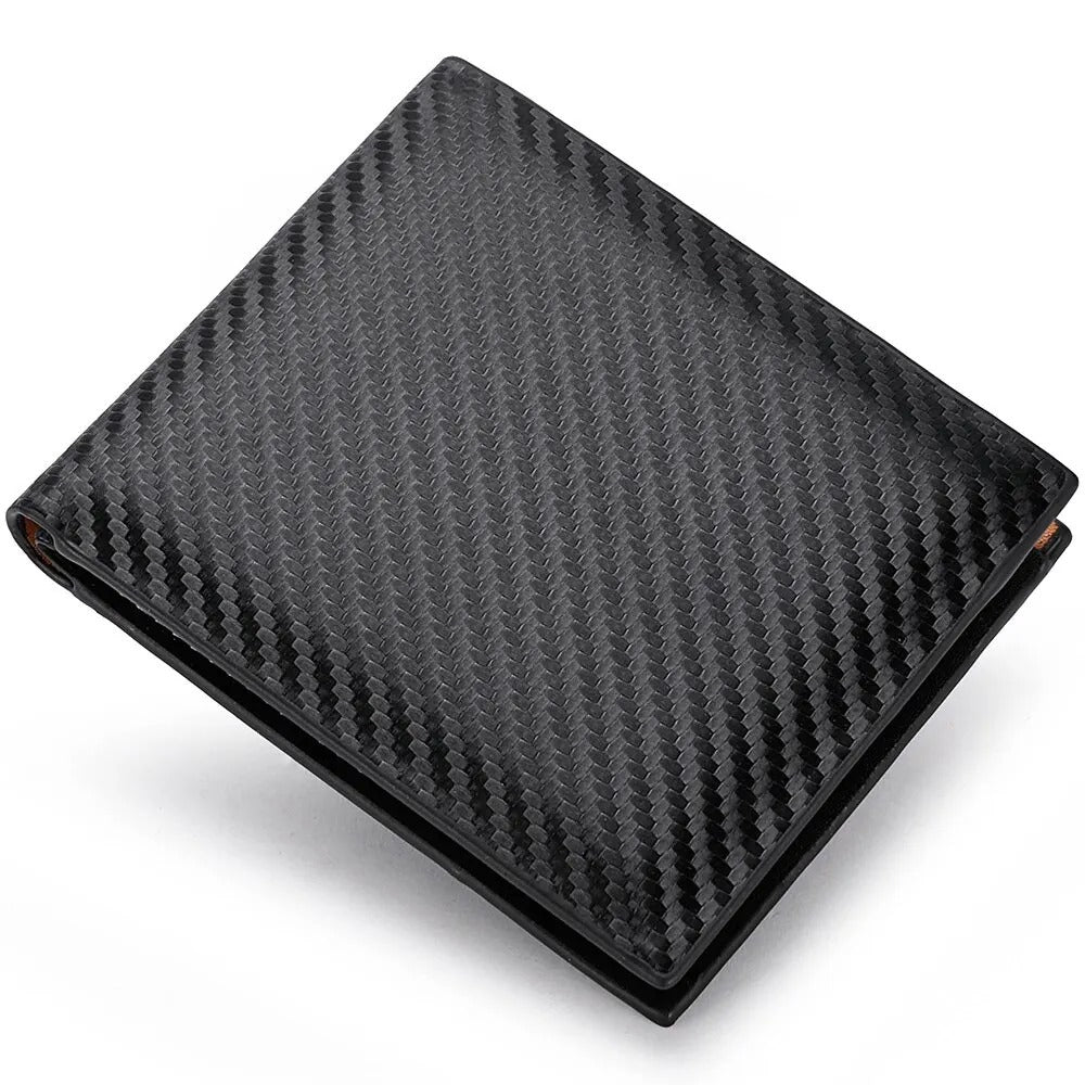 Men's Compact Carbon Fiber Wallet with Integrated Zipper and Card Holder