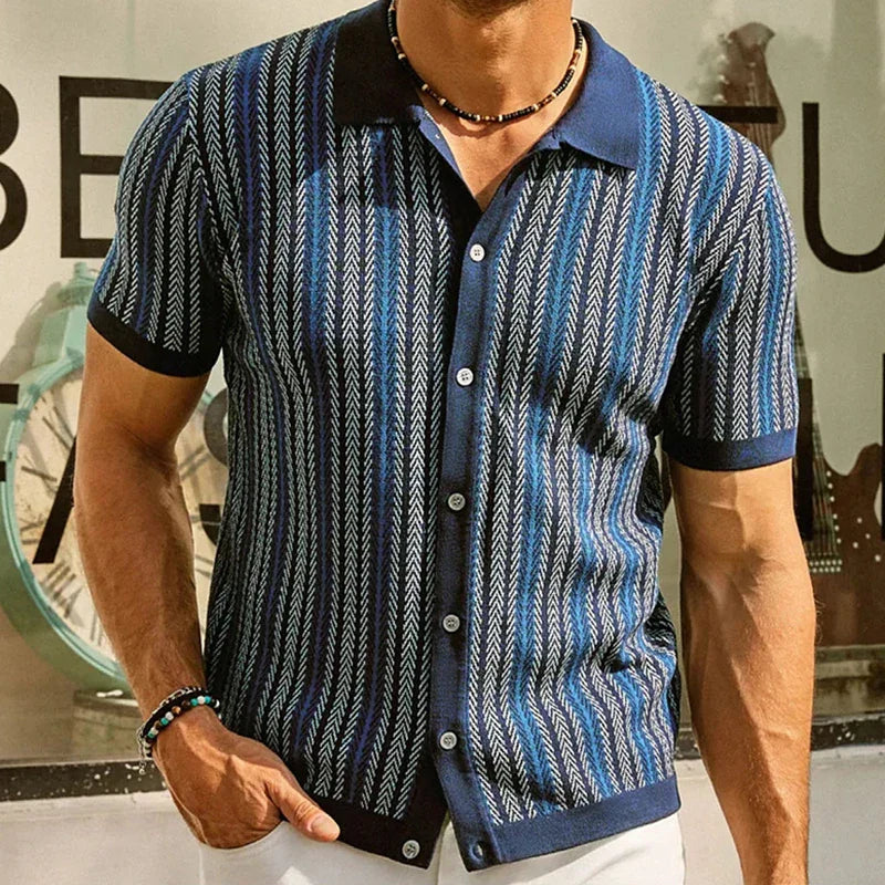 Striped Piqué Polo — Nautical Fine Stripe