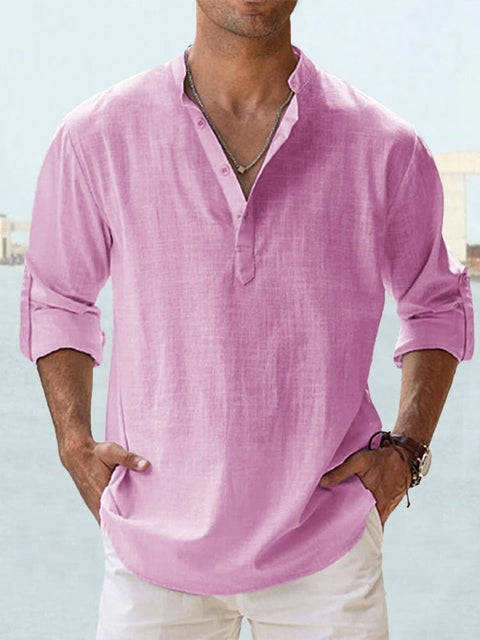 Linen-Cotton Henley — Long Sleeve