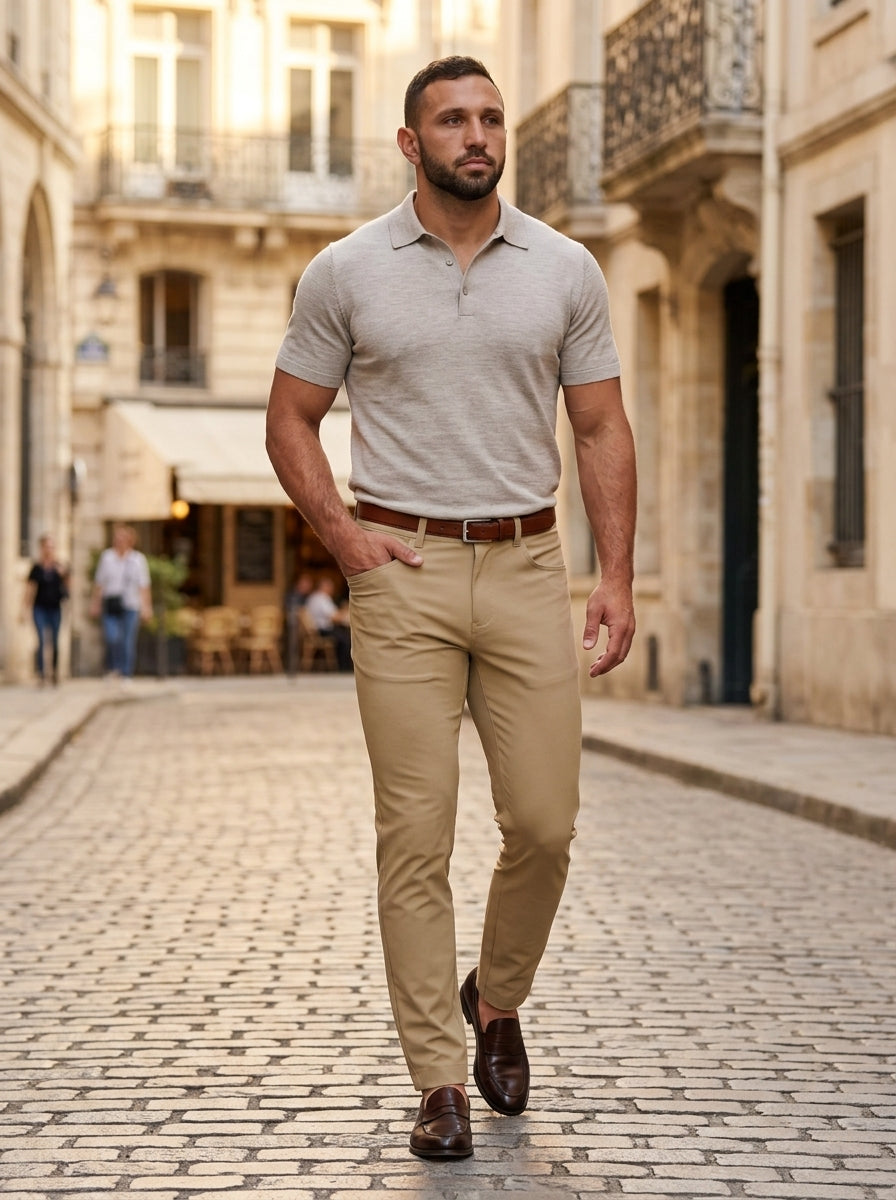 Athletic Fit Stretch Tech Chino - Mid Khaki - 10