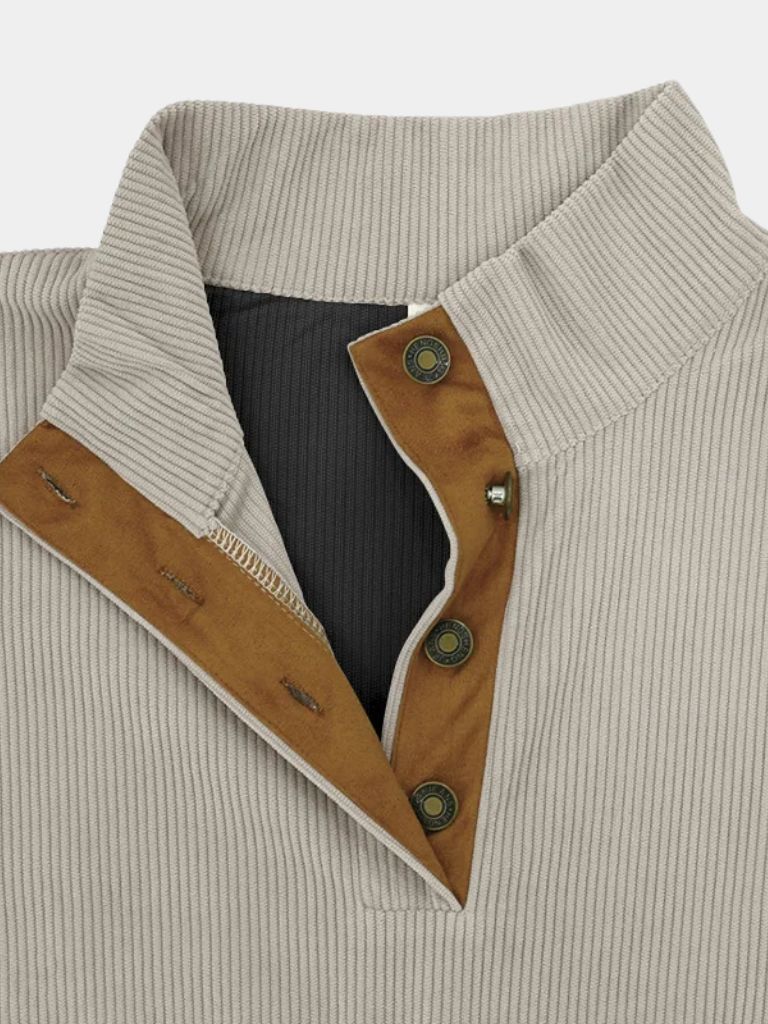 High Collar Corduroy - Retro Pullover