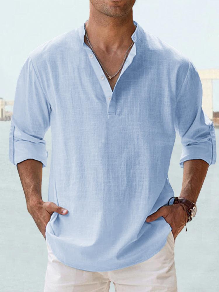 Linen-Cotton Henley — Long Sleeve