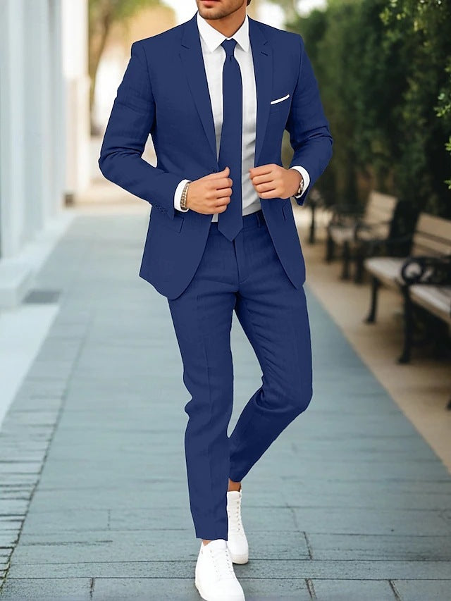 Men’s Two-Piece Suit – Lightweight Tailored Blazer and Trousers