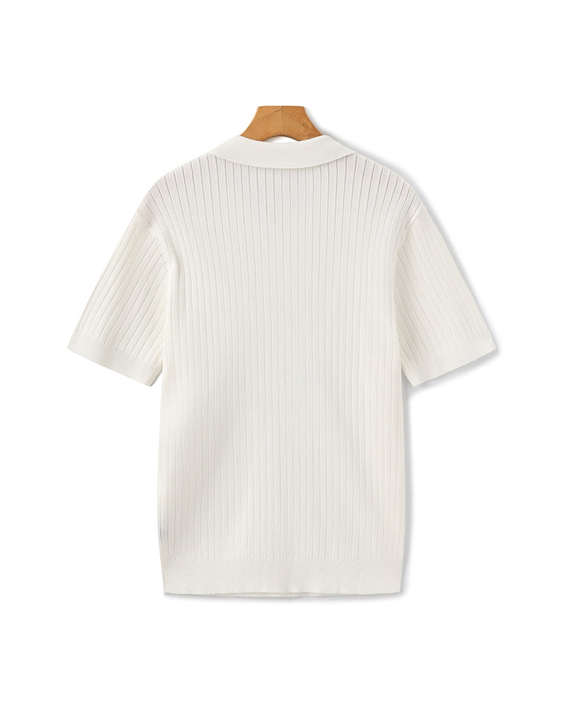 Ribbed Knit Polo – Fine Merino