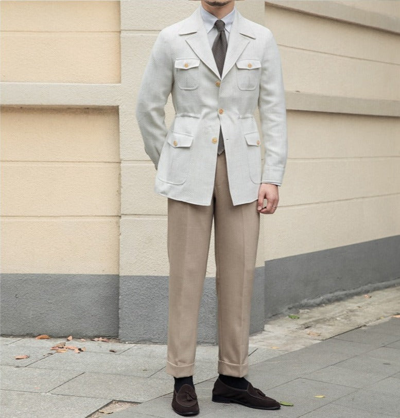 Textured Houndstooth Milan Suit Collar Jacket