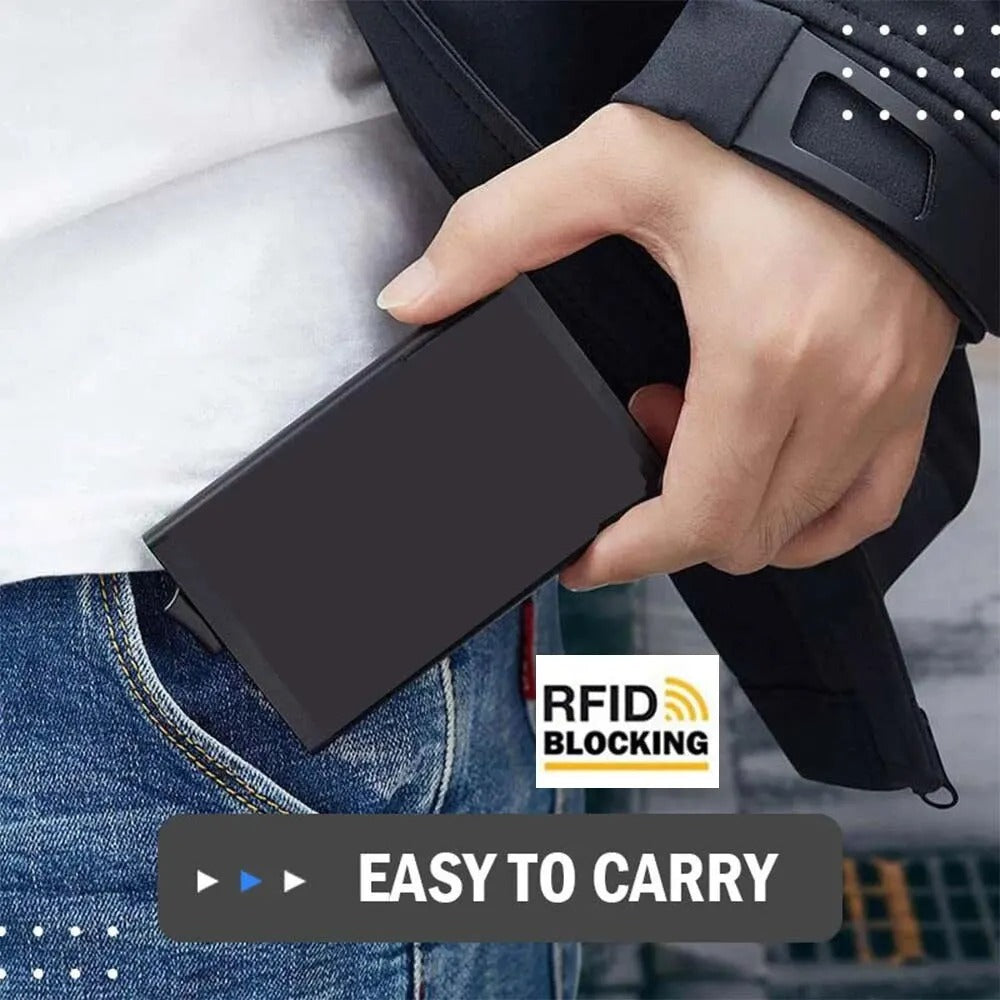 Slim Pop-Up Vertical Wallet - Compact RFID Credit Card Holder for Men & Women