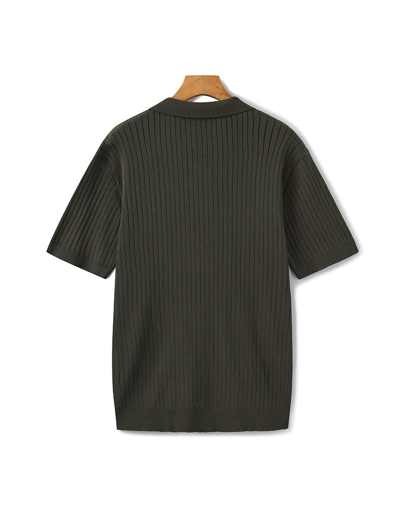 Ribbed Knit Polo – Fine Merino