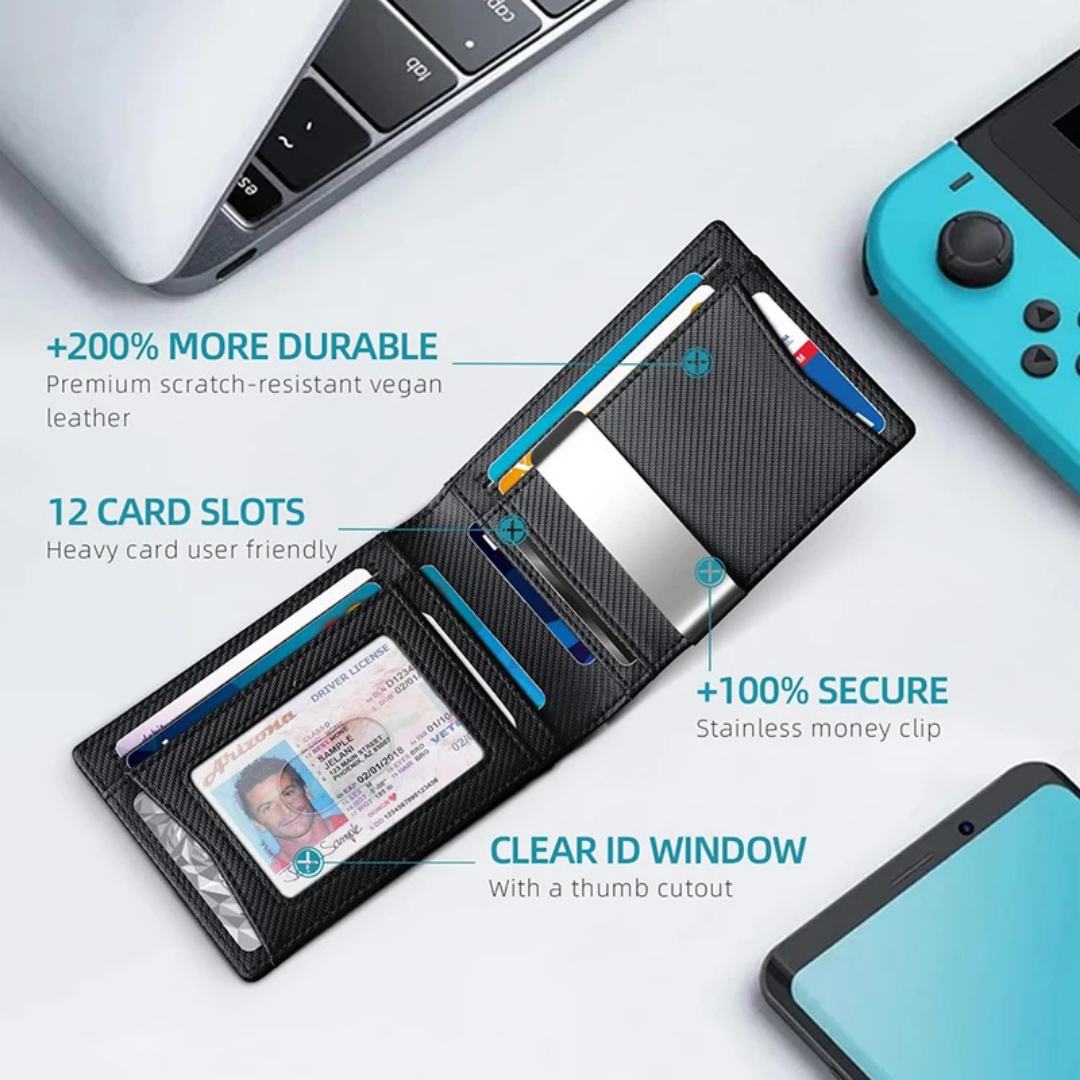 CarbonVault™ Duo – Ultra Slim RFID-Blocking Wallet | Premium Box + Free Sleeve (Save 20%)
