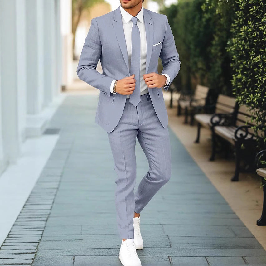 Men’s Two-Piece Suit – Lightweight Tailored Blazer and Trousers