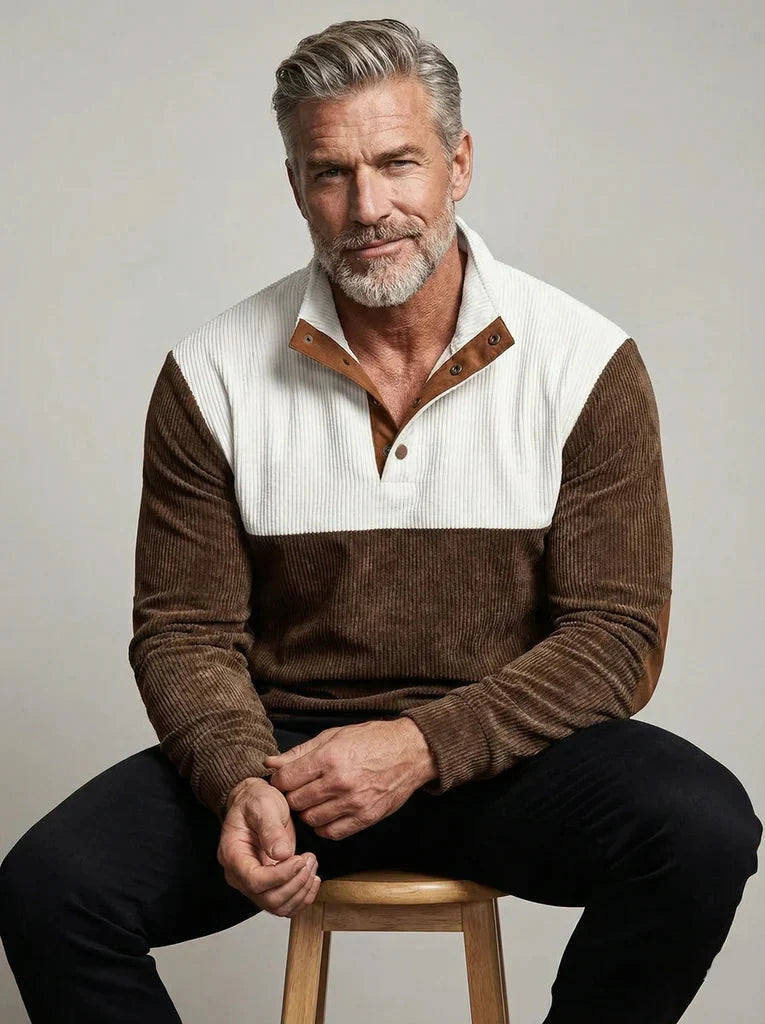 High Collar Corduroy - Retro Pullover