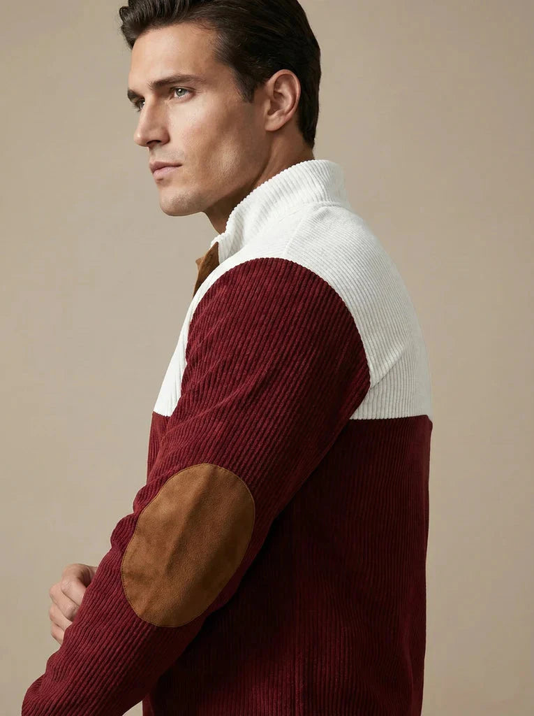 High Collar Corduroy Retro Pullover