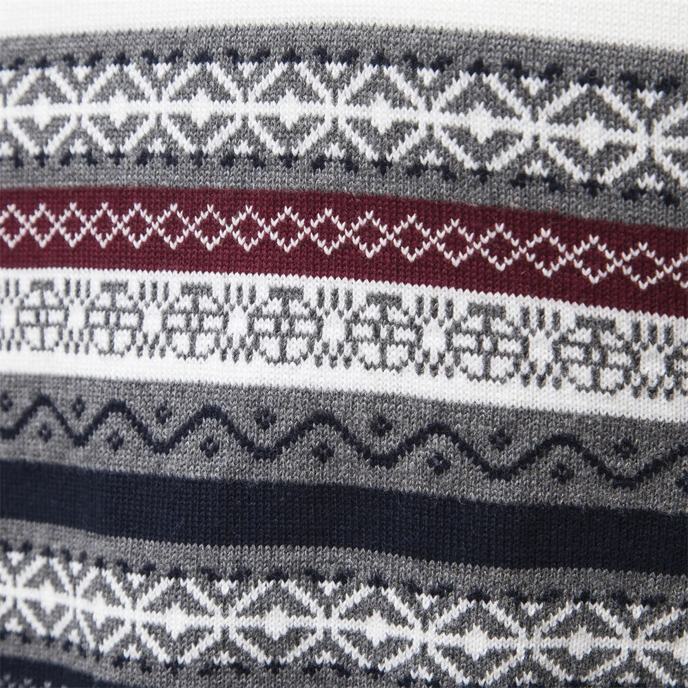 Rudy Retro Pattern Zip Sweater – Men’s Classic Knit Pullover