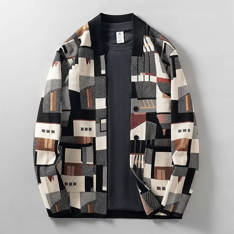 Abstract Wool Knitted Cardigan