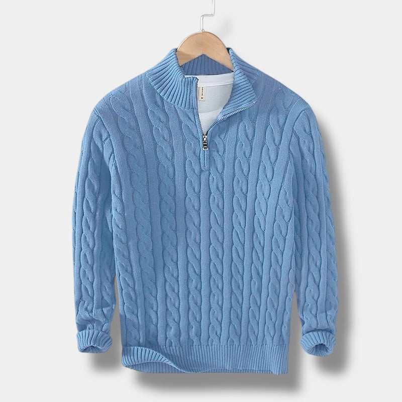 Old Money Jacquard Mock Neck Sweater