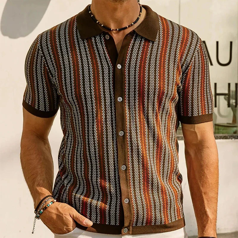 Striped Piqué Polo — Nautical Fine Stripe