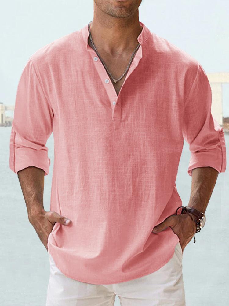 Linen-Cotton Henley — Long Sleeve