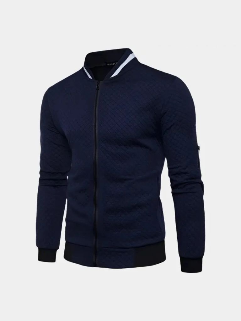 Textured Casual Bomber Jacket